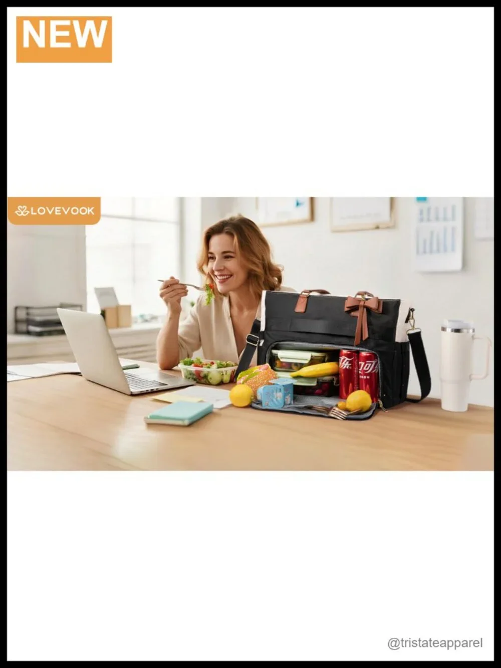 Insulated Lunch Tote Bag with Laptop Compartment & 17 Pockets